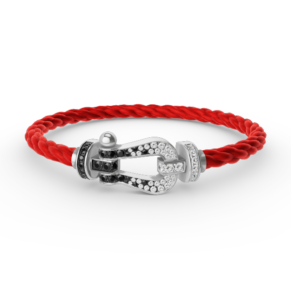 [Leaves]FORCE LARGE HORSESHOE BLACK & WHITE DIAMOND BRACELET - WHITE GOLD