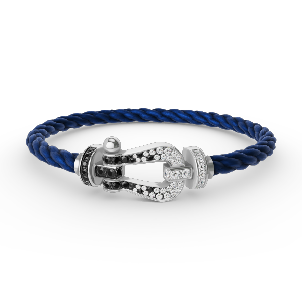 [Leaves]FORCE LARGE HORSESHOE BLACK & WHITE DIAMOND BRACELET - WHITE GOLD