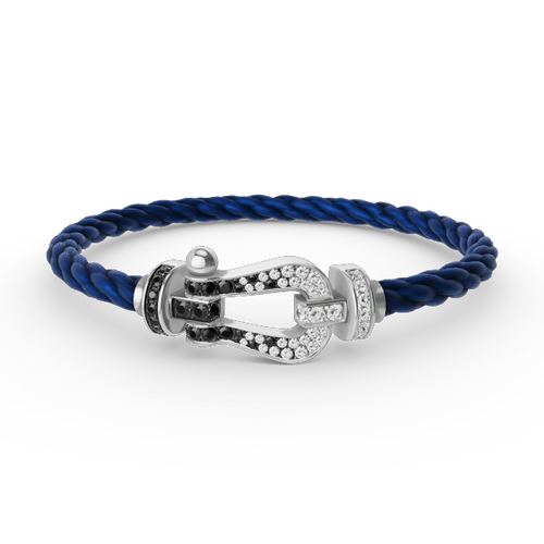 [Leaves]FORCE LARGE HORSESHOE BLACK & WHITE DIAMOND BRACELET - WHITE GOLD