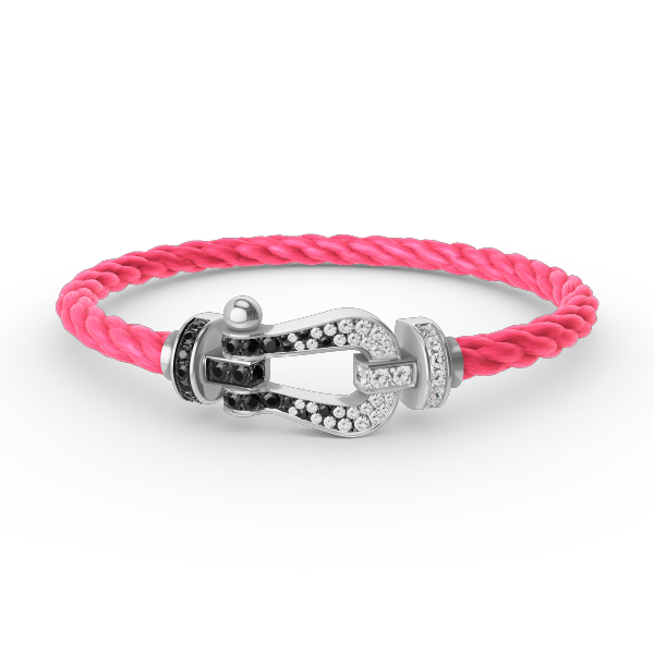[Leaves]FORCE LARGE HORSESHOE BLACK & WHITE DIAMOND BRACELET - WHITE GOLD