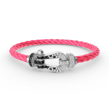 [Leaves]FORCE LARGE HORSESHOE BLACK & WHITE DIAMOND BRACELET - WHITE GOLD