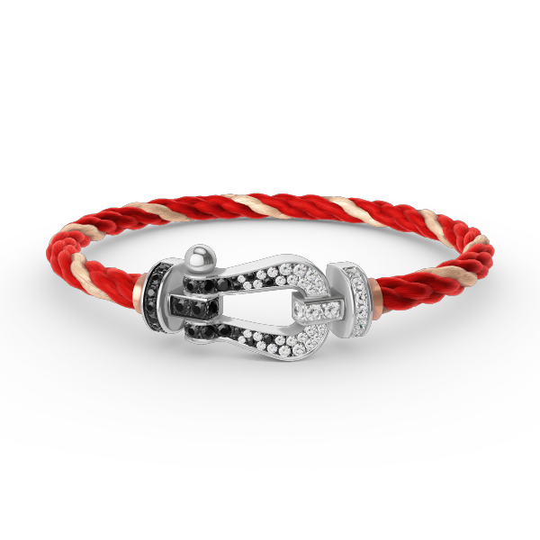 [Leaves]FORCE LARGE HORSESHOE BLACK & WHITE DIAMOND BRACELET - WHITE GOLD
