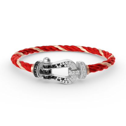 [Leaves]FORCE LARGE HORSESHOE BLACK & WHITE DIAMOND BRACELET - WHITE GOLD