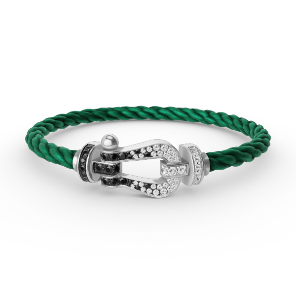 [Leaves]FORCE LARGE HORSESHOE BLACK & WHITE DIAMOND BRACELET - WHITE GOLD