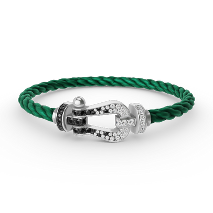 [Leaves]FORCE LARGE HORSESHOE BLACK & WHITE DIAMOND BRACELET - WHITE GOLD
