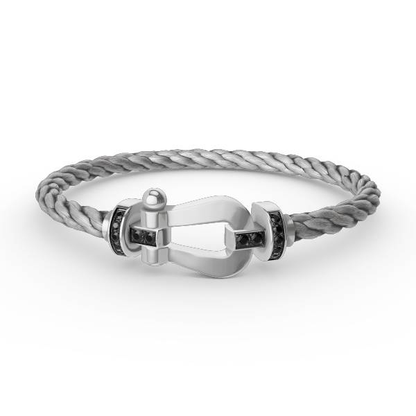 [Leaves]FORCE LARGE HORSESHOE BLACK DIAMOND BRACELET - WHITE GOLD