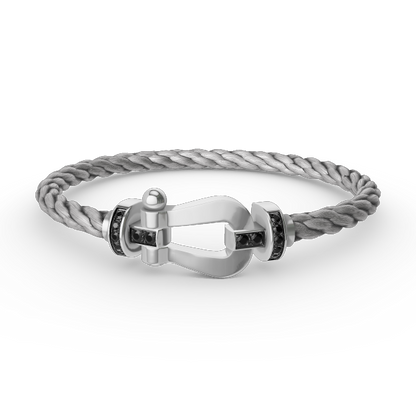 [Leaves]FORCE LARGE HORSESHOE BLACK DIAMOND BRACELET - WHITE GOLD