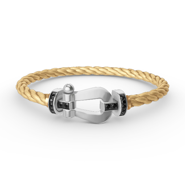[Leaves]FORCE LARGE HORSESHOE BLACK DIAMOND BRACELET - WHITE GOLD