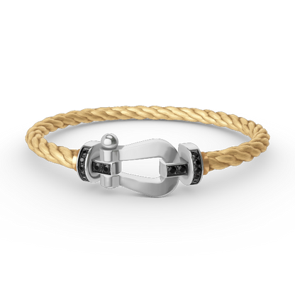 [Leaves]FORCE LARGE HORSESHOE BLACK DIAMOND BRACELET - WHITE GOLD