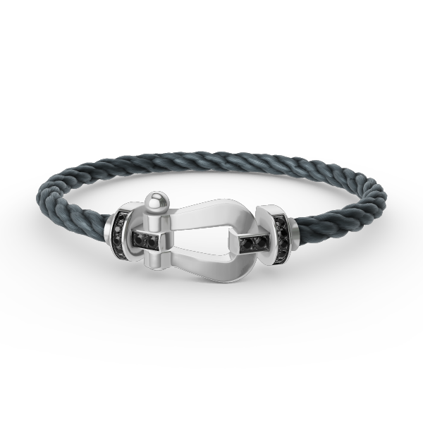 [Leaves]FORCE LARGE HORSESHOE BLACK DIAMOND BRACELET - WHITE GOLD