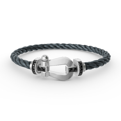 [Leaves]FORCE LARGE HORSESHOE BLACK DIAMOND BRACELET - WHITE GOLD