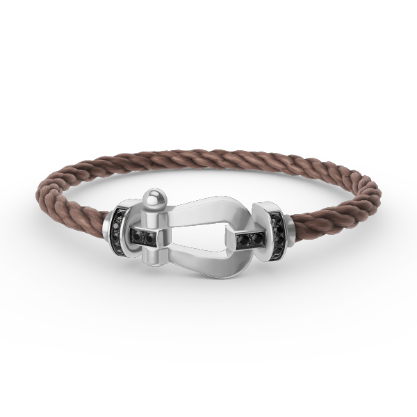 [Leaves]FORCE LARGE HORSESHOE BLACK DIAMOND BRACELET - WHITE GOLD