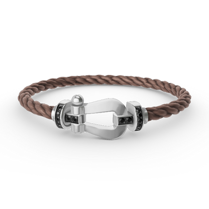 [Leaves]FORCE LARGE HORSESHOE BLACK DIAMOND BRACELET - WHITE GOLD