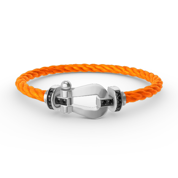 [Leaves]FORCE LARGE HORSESHOE BLACK DIAMOND BRACELET - WHITE GOLD