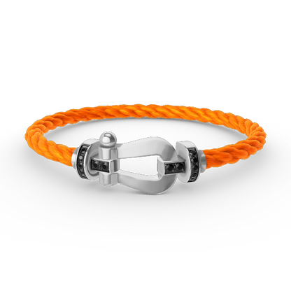 [Leaves]FORCE LARGE HORSESHOE BLACK DIAMOND BRACELET - WHITE GOLD