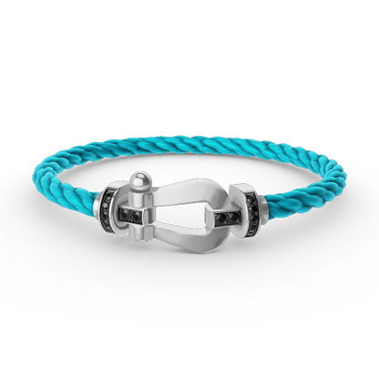 [Leaves]FORCE LARGE HORSESHOE BLACK DIAMOND BRACELET - WHITE GOLD