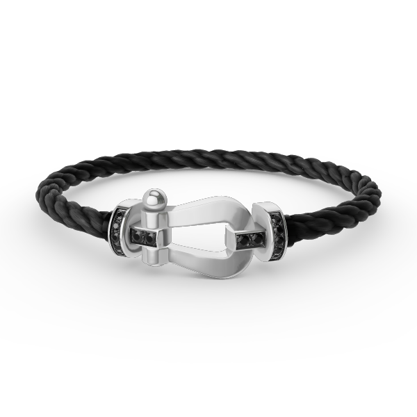 [Leaves]FORCE LARGE HORSESHOE BLACK DIAMOND BRACELET - WHITE GOLD
