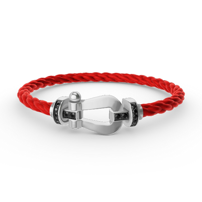 [Leaves]FORCE LARGE HORSESHOE BLACK DIAMOND BRACELET - WHITE GOLD