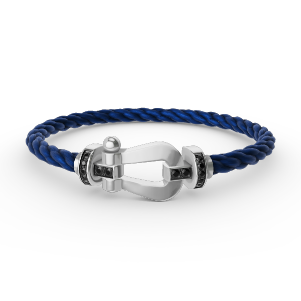 [Leaves]FORCE LARGE HORSESHOE BLACK DIAMOND BRACELET - WHITE GOLD