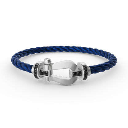 [Leaves]FORCE LARGE HORSESHOE BLACK DIAMOND BRACELET - WHITE GOLD