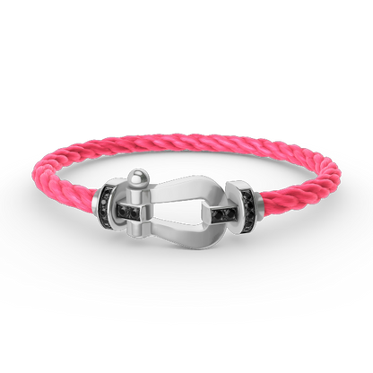 [Leaves]FORCE LARGE HORSESHOE BLACK DIAMOND BRACELET - WHITE GOLD