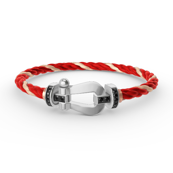 [Leaves]FORCE LARGE HORSESHOE BLACK DIAMOND BRACELET - WHITE GOLD