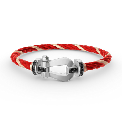 [Leaves]FORCE LARGE HORSESHOE BLACK DIAMOND BRACELET - WHITE GOLD