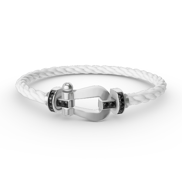 [Leaves]FORCE LARGE HORSESHOE BLACK DIAMOND BRACELET - WHITE GOLD