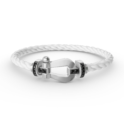 [Leaves]FORCE LARGE HORSESHOE BLACK DIAMOND BRACELET - WHITE GOLD