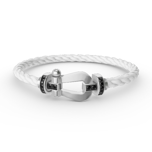 [Leaves]FORCE LARGE HORSESHOE BLACK DIAMOND BRACELET - WHITE GOLD