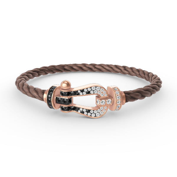 [Leaves]FORCE LARGE HORSESHOE BLACK & WHITE DIAMOND BRACELET - ROSE GOLD