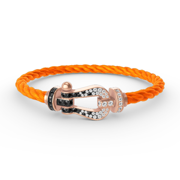 [Leaves]FORCE LARGE HORSESHOE BLACK & WHITE DIAMOND BRACELET - ROSE GOLD
