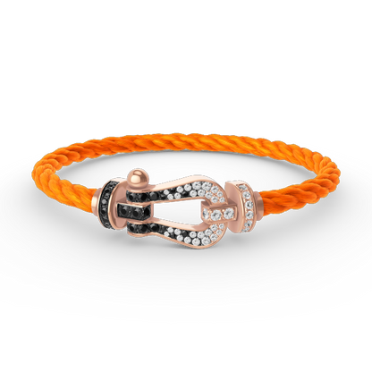 [Leaves]FORCE LARGE HORSESHOE BLACK & WHITE DIAMOND BRACELET - ROSE GOLD
