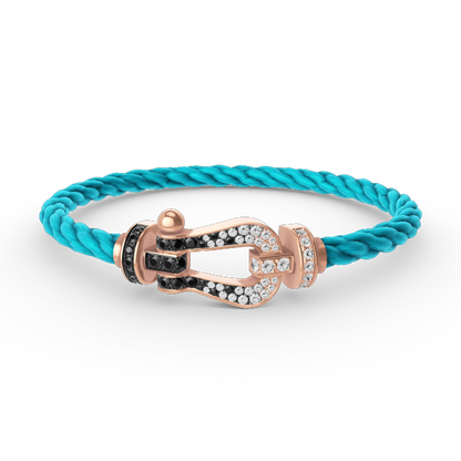 [Leaves]FORCE LARGE HORSESHOE BLACK & WHITE DIAMOND BRACELET - ROSE GOLD