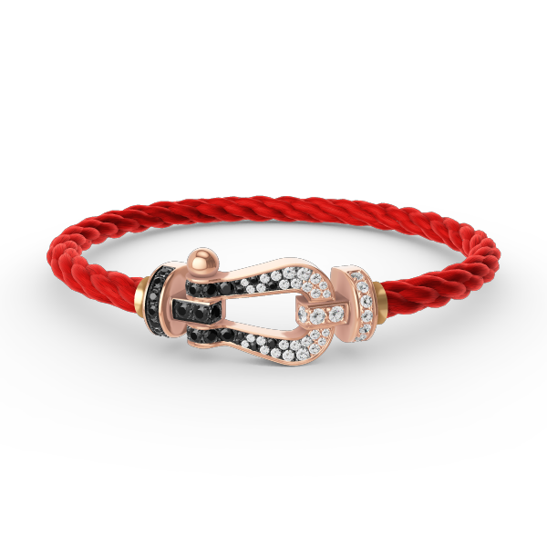 [Leaves]FORCE LARGE HORSESHOE BLACK & WHITE DIAMOND BRACELET - ROSE GOLD