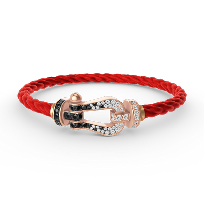 [Leaves]FORCE LARGE HORSESHOE BLACK & WHITE DIAMOND BRACELET - ROSE GOLD