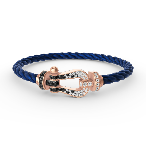 [Leaves]FORCE LARGE HORSESHOE BLACK & WHITE DIAMOND BRACELET - ROSE GOLD