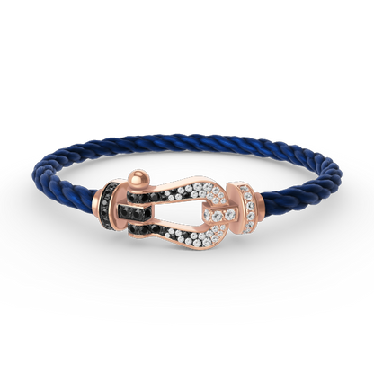 [Leaves]FORCE LARGE HORSESHOE BLACK & WHITE DIAMOND BRACELET - ROSE GOLD