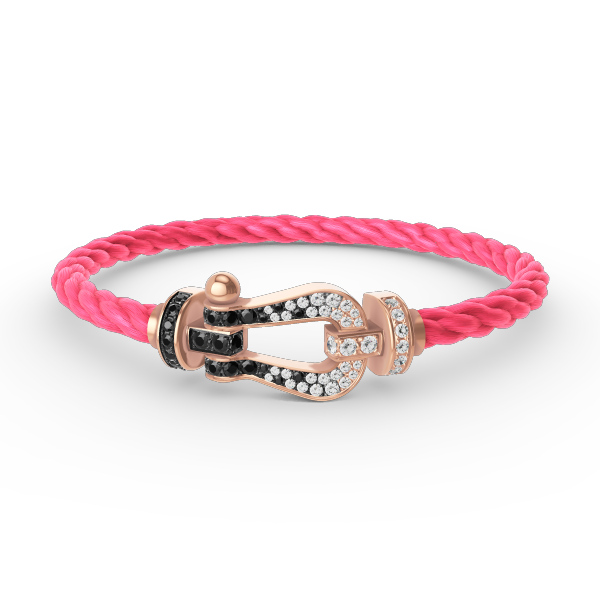 [Leaves]FORCE LARGE HORSESHOE BLACK & WHITE DIAMOND BRACELET - ROSE GOLD