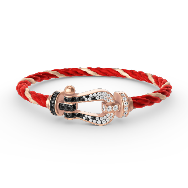 [Leaves]FORCE LARGE HORSESHOE BLACK & WHITE DIAMOND BRACELET - ROSE GOLD