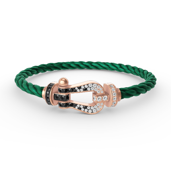 [Leaves]FORCE LARGE HORSESHOE BLACK & WHITE DIAMOND BRACELET - ROSE GOLD