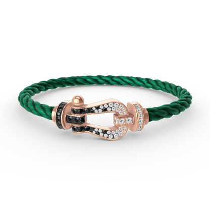 [Leaves]FORCE LARGE HORSESHOE BLACK & WHITE DIAMOND BRACELET - ROSE GOLD