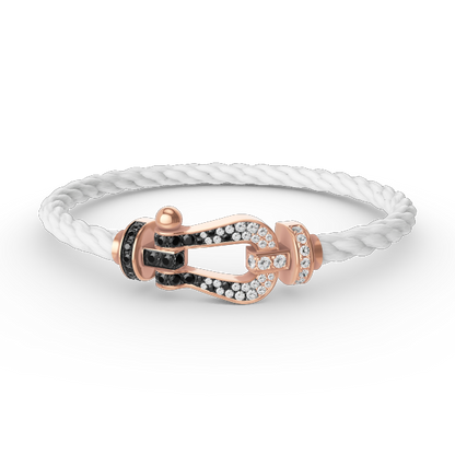 [Leaves]FORCE LARGE HORSESHOE BLACK & WHITE DIAMOND BRACELET - ROSE GOLD