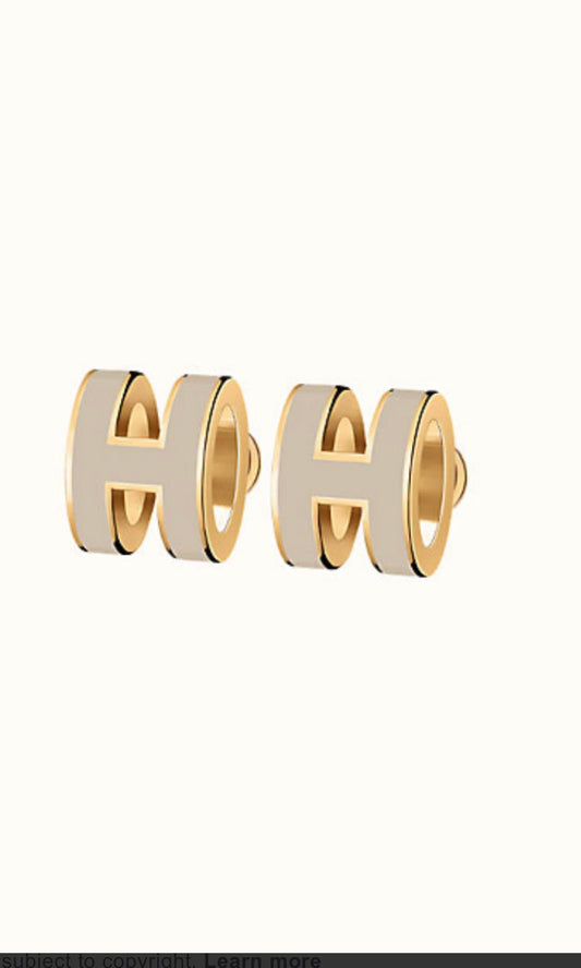 [Leaves]MINI POP H GOLD EARRINGS GREY