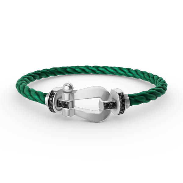[Leaves]FORCE LARGE HORSESHOE BLACK DIAMOND BRACELET - WHITE GOLD