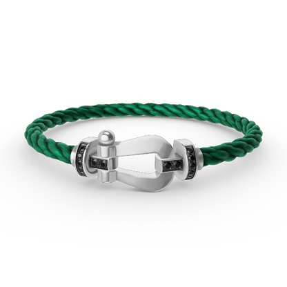 [Leaves]FORCE LARGE HORSESHOE BLACK DIAMOND BRACELET - WHITE GOLD