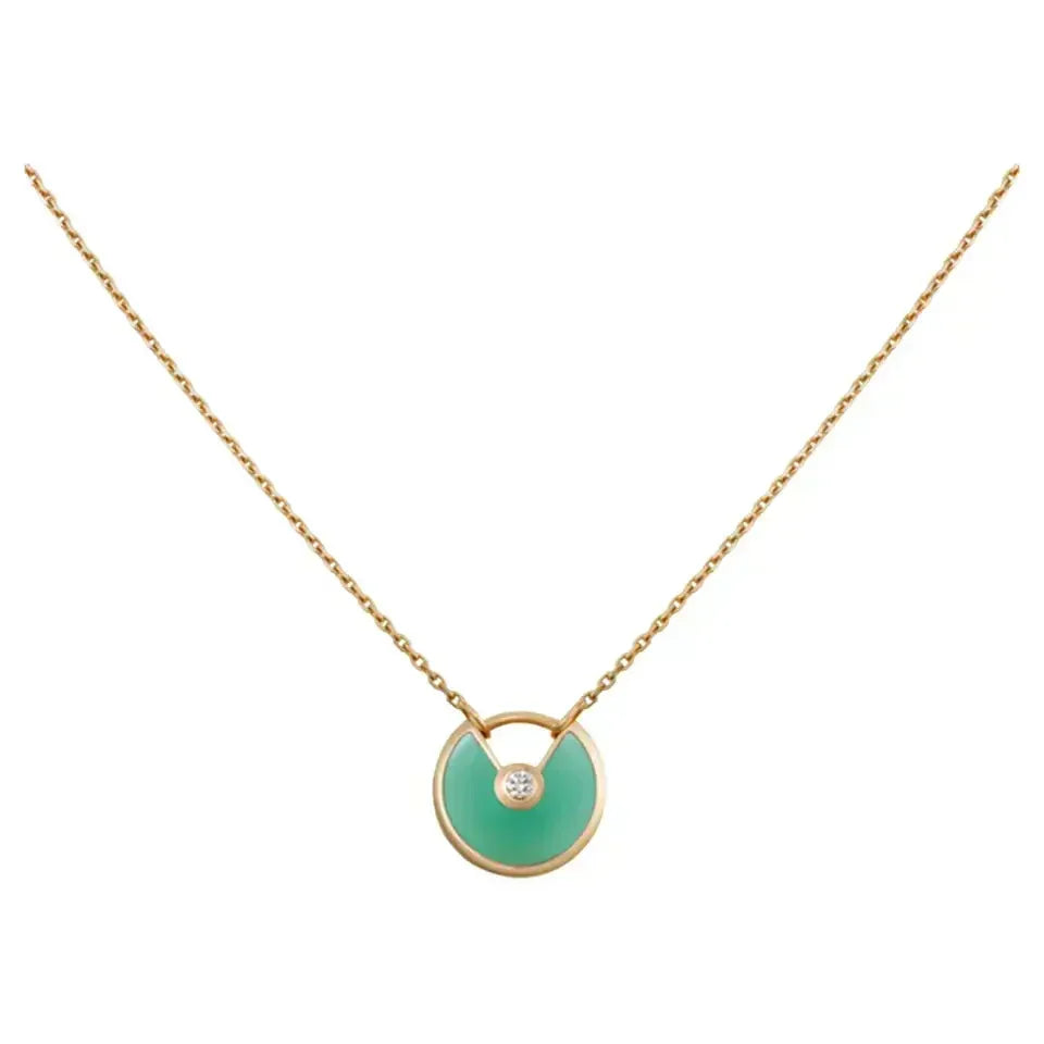 [Leaves]AMULETTE GOLD MALACHITE NECKLACE