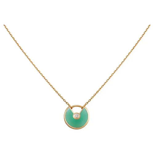 [Leaves]AMULETTE GOLD MALACHITE NECKLACE