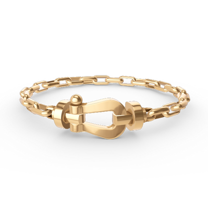 [Leaves]FORCE LARGE HORSESHOE CLASP METAL BRACELET