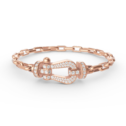 [Leaves]FORCE LARGE HORSESHOE CLASP METAL BRACELET